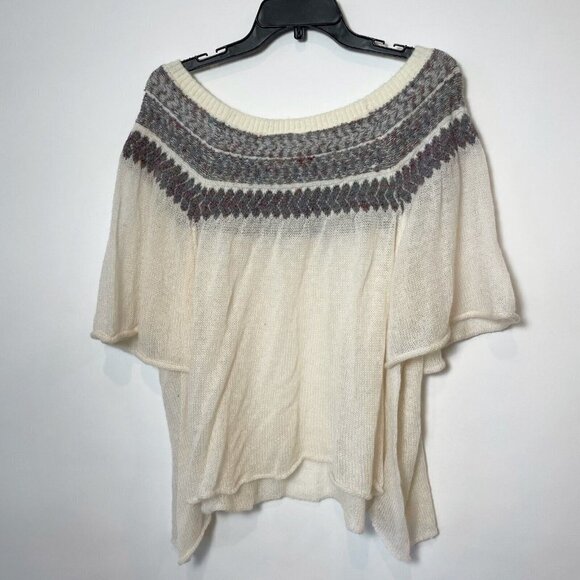 Free People Lock Lomand Off Shoulder Pullover Sweater Ivory M Wool Blend Knit - Picture 2 of 6